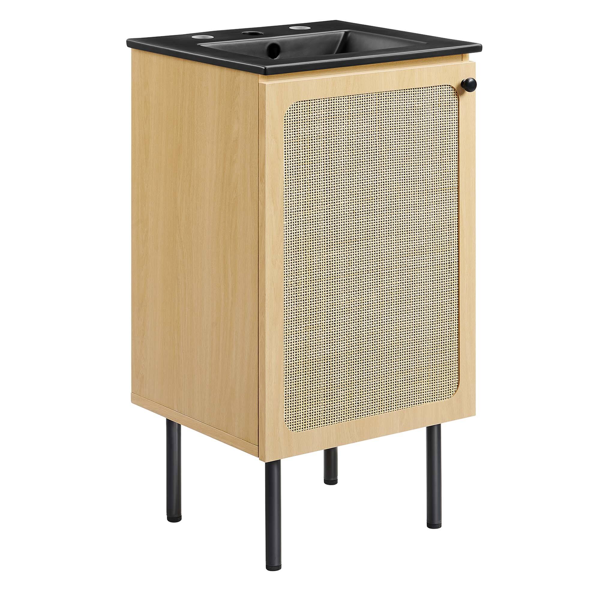 Angle. Modway - Chaucer Bathroom Vanity with Black Basin Included by Modway - Oak Black.
