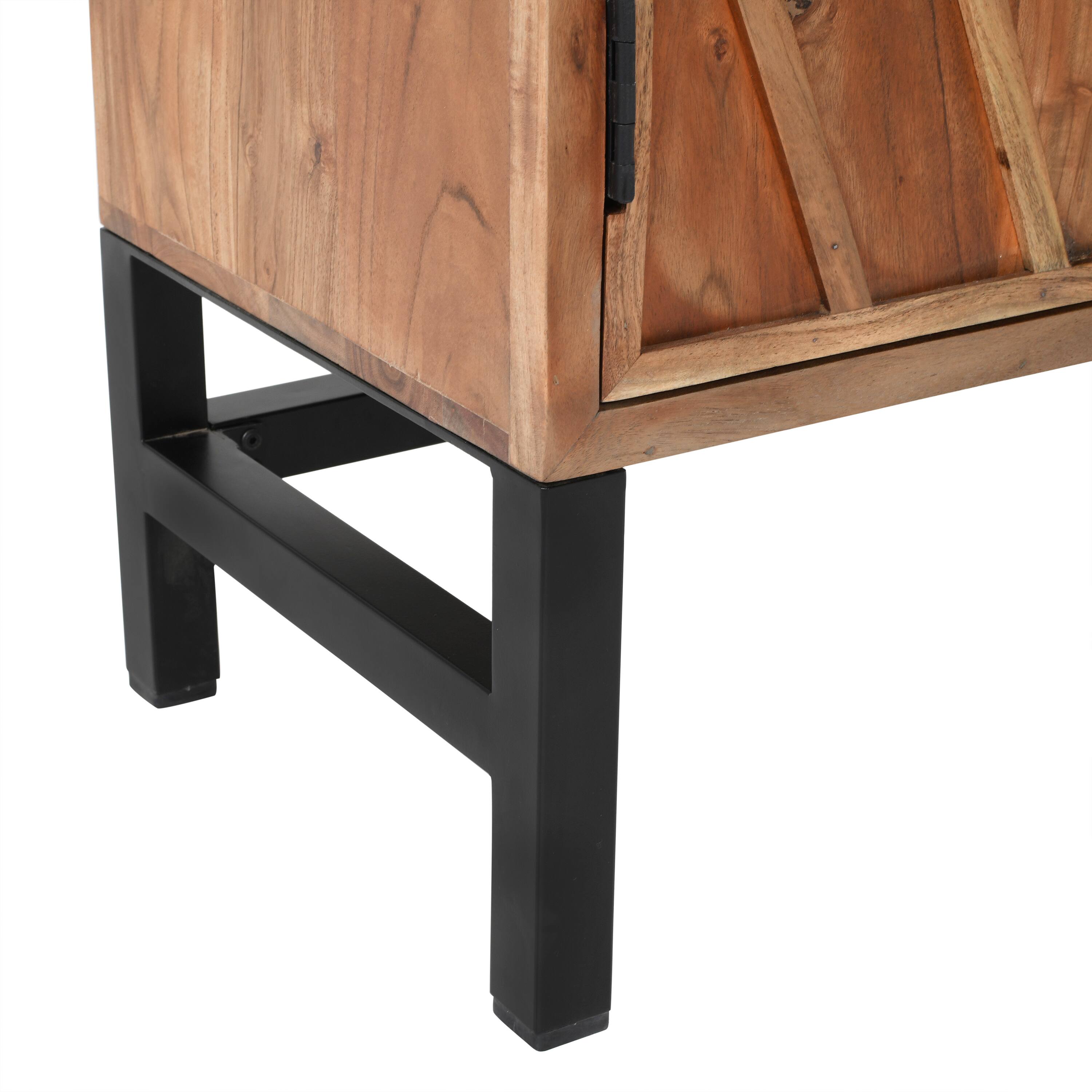 Alt View 8. Manhattan Lane - 30 Inch Storage Cabinet, Handcrafted Rustic Brown Acacia Wood - Rustic Brown, Black.