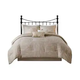 Gracie Mills - Tabatha Modern 7-Piece Printed Seersucker Comforter Set - Taupe