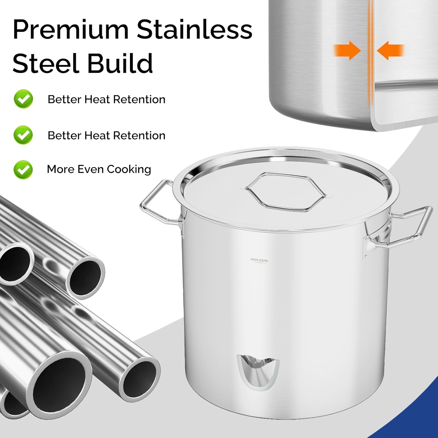 Premium Stainless Steel Build

- Better Heat Retention
- Better Heat Retention
- More Even Cooking
