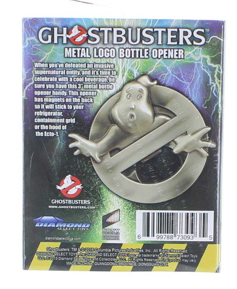 **GHOSTBUSTERS™ METAL LOGO BOTTLE OPENER**

When you've defeated an invasive supernatural entity, and it's time to celebrate with a cool beverage, be sure you have this 3" metal bottle opener handy. This opener has magnets on the back so it will stick to your refrigerator, containment grid, or the hood of the Ecto-1.

GHOSTBUSTERS™  
WWW.GHOSTBUSTERS.COM

DIAMOND SELECT TOYS  
diamondselecttoys.com

6 99788 73093 5

Ghostbusters™ & ©2015 Columbia Pictures Industries Inc. All Rights Reserved  
DIAMOND SELECT TOYS™ and the DIAMOND SELECT TOYS logo are trademarks of Diamond Select Toys, LLC. ©2015 Diamond Select Toys and Collectibles LLC. All Rights Reserved. Final product may vary.

MADE IN CHINA  
GUANGDONG PROVINCE DONGGUAN CITY