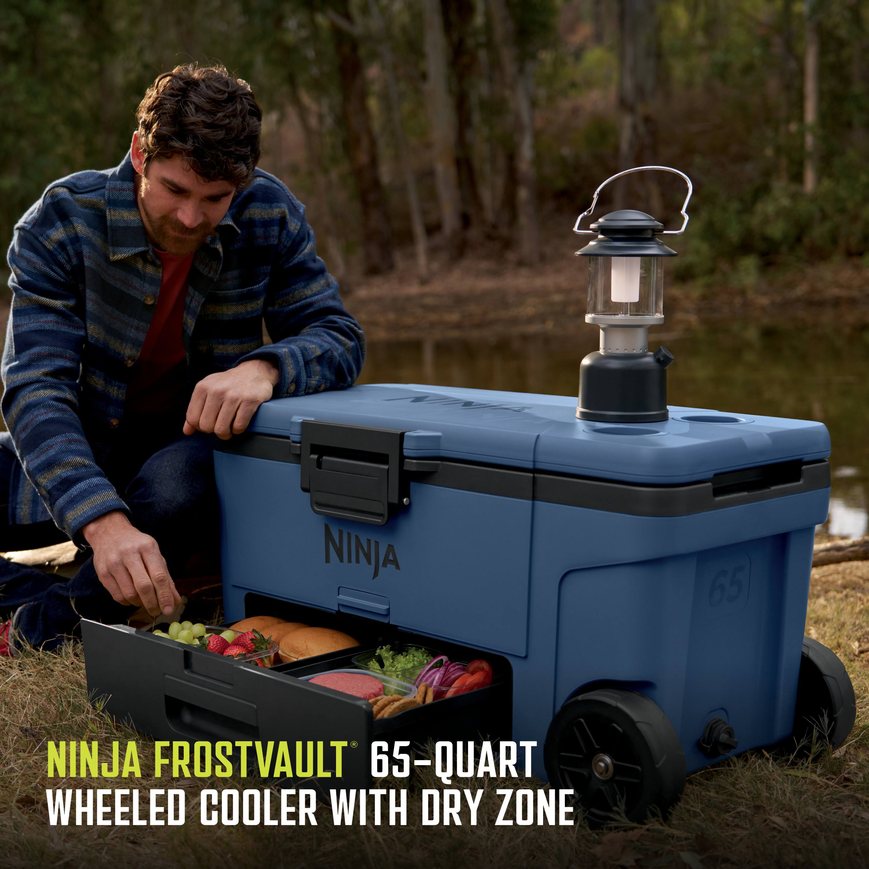 NINJA FROSTVAULT 65-QUART WHEELED COOLER WITH DRY ZONE