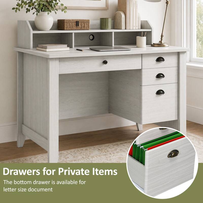 Drawers for Private Items  
The bottom drawer is available for letter size document