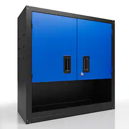 TinyHomie - Garage Wall Cabinet with Locking Doors and Adjustable Shelf, Metal Wall Cabinet, Floating Upper Storage Cabinet in Blue - Blue+Black