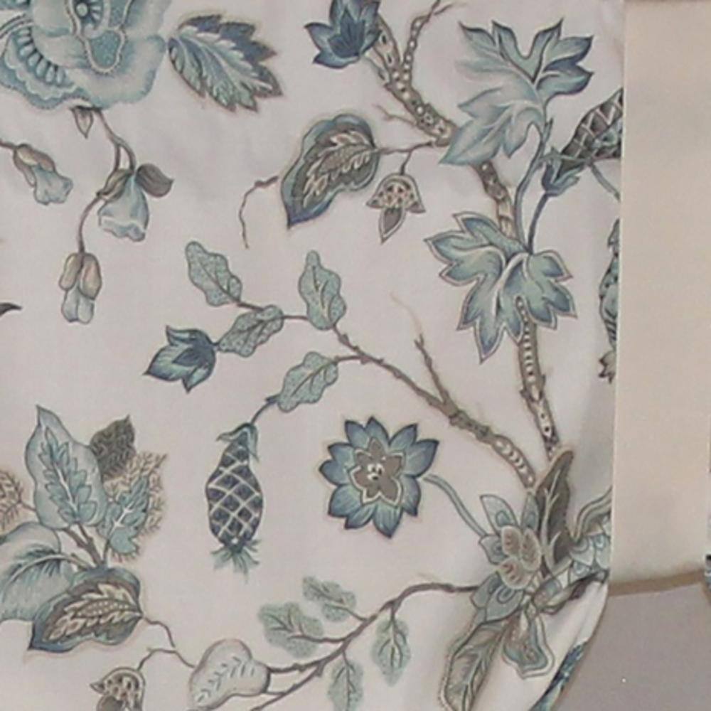 Left. RLF Home - RLF Home Gianna Suspender Valance  Spa. 3" Rod Pocket, contrast ribbon Tie. 50" x 17" - Spa.