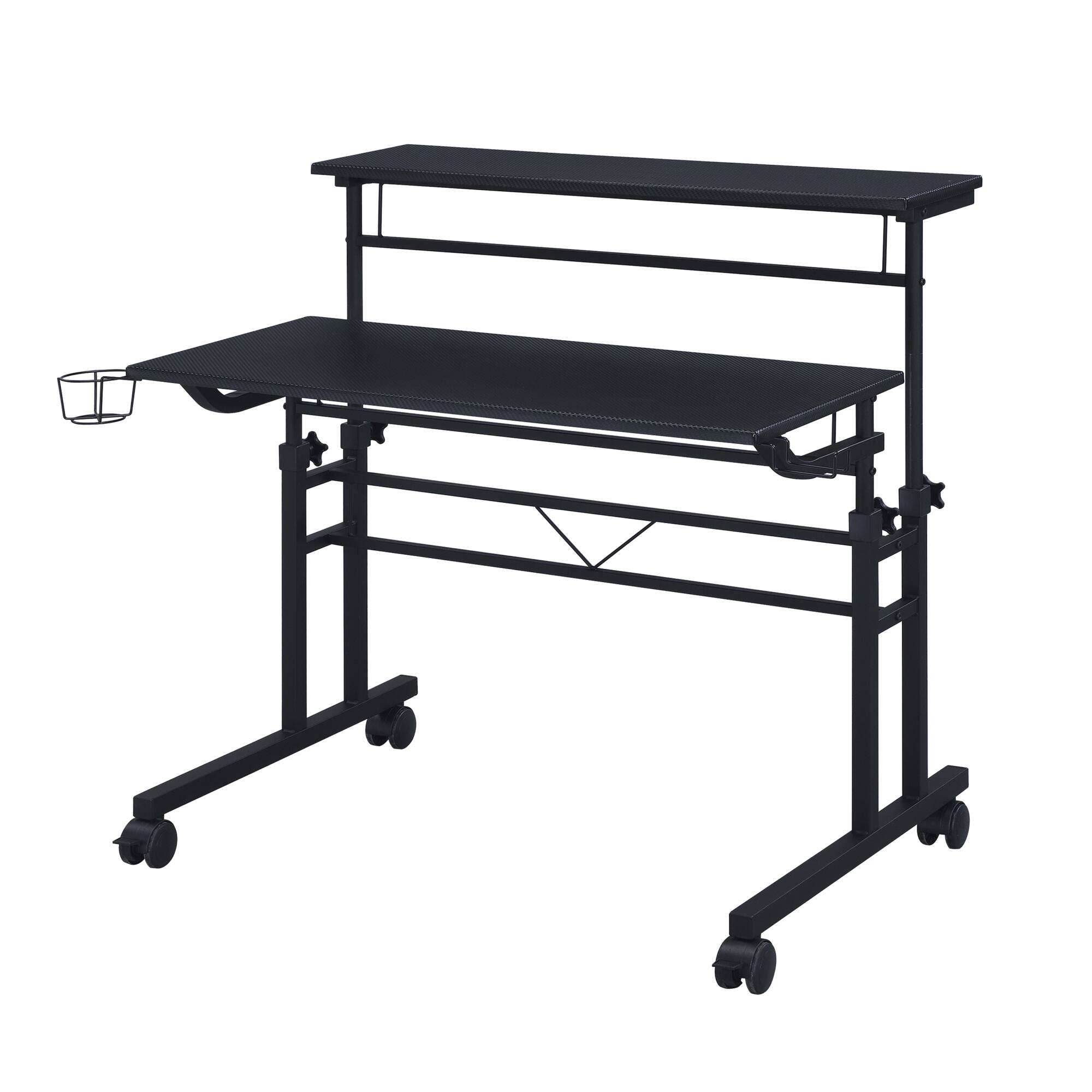Alt View 1. GOODSILO - Adjustable Height Rolling Writing Desk with Moveable Shelf and Locking Wheels - Black.