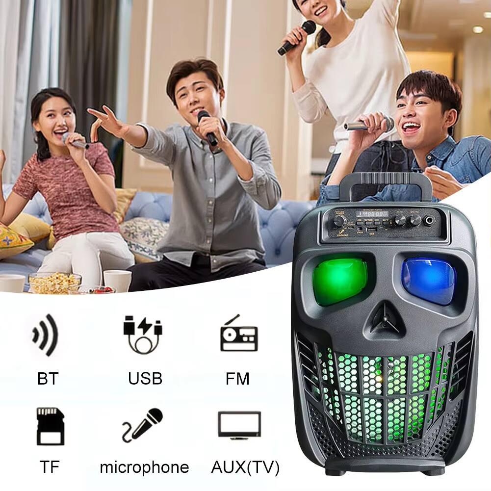 BT, USB, FM, TF, microphone, AUX (TV)