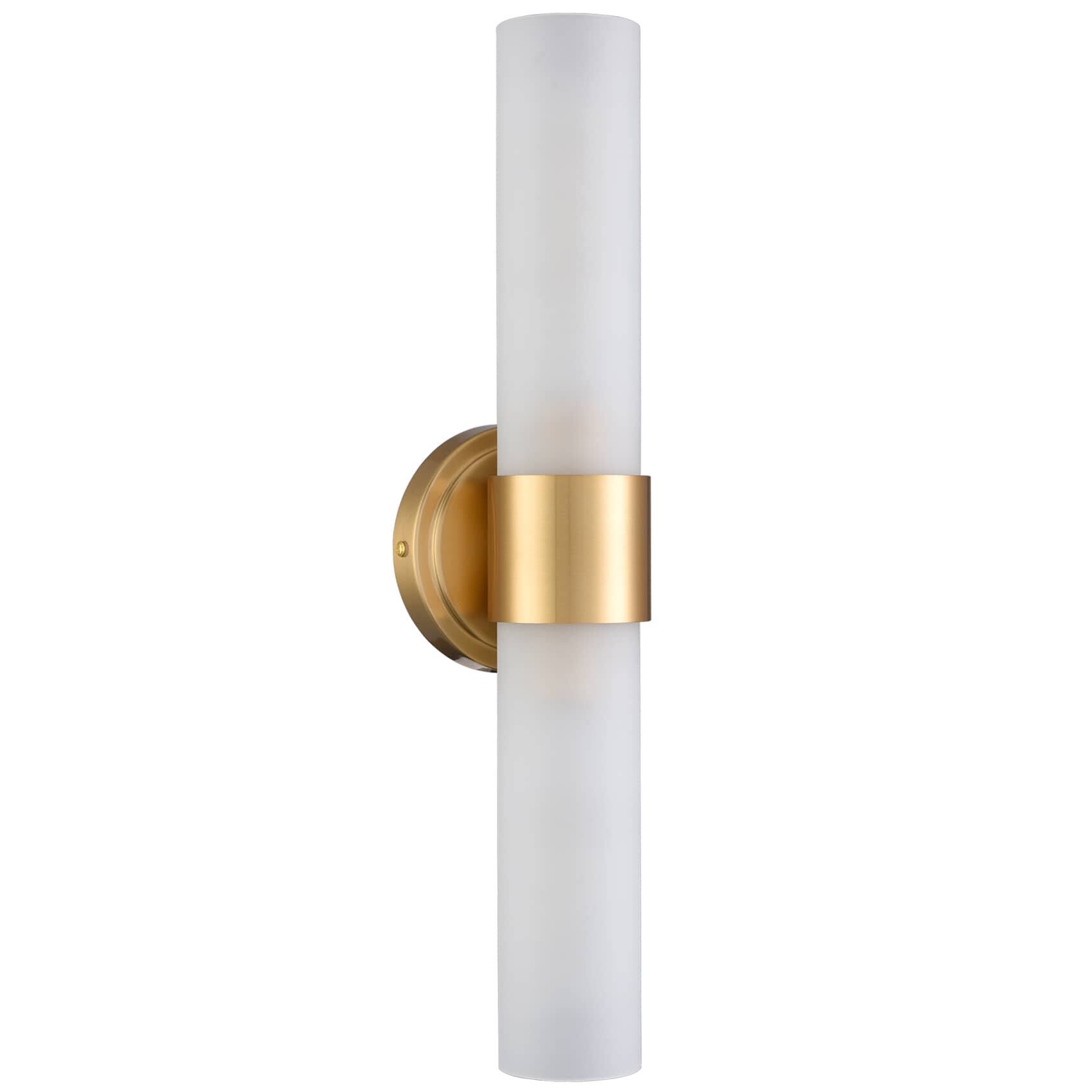 Alt View 1. MOOSE - Modern Gold Bathroom Sconces Cylinder Frosted Glass, 2-Light - Gold.