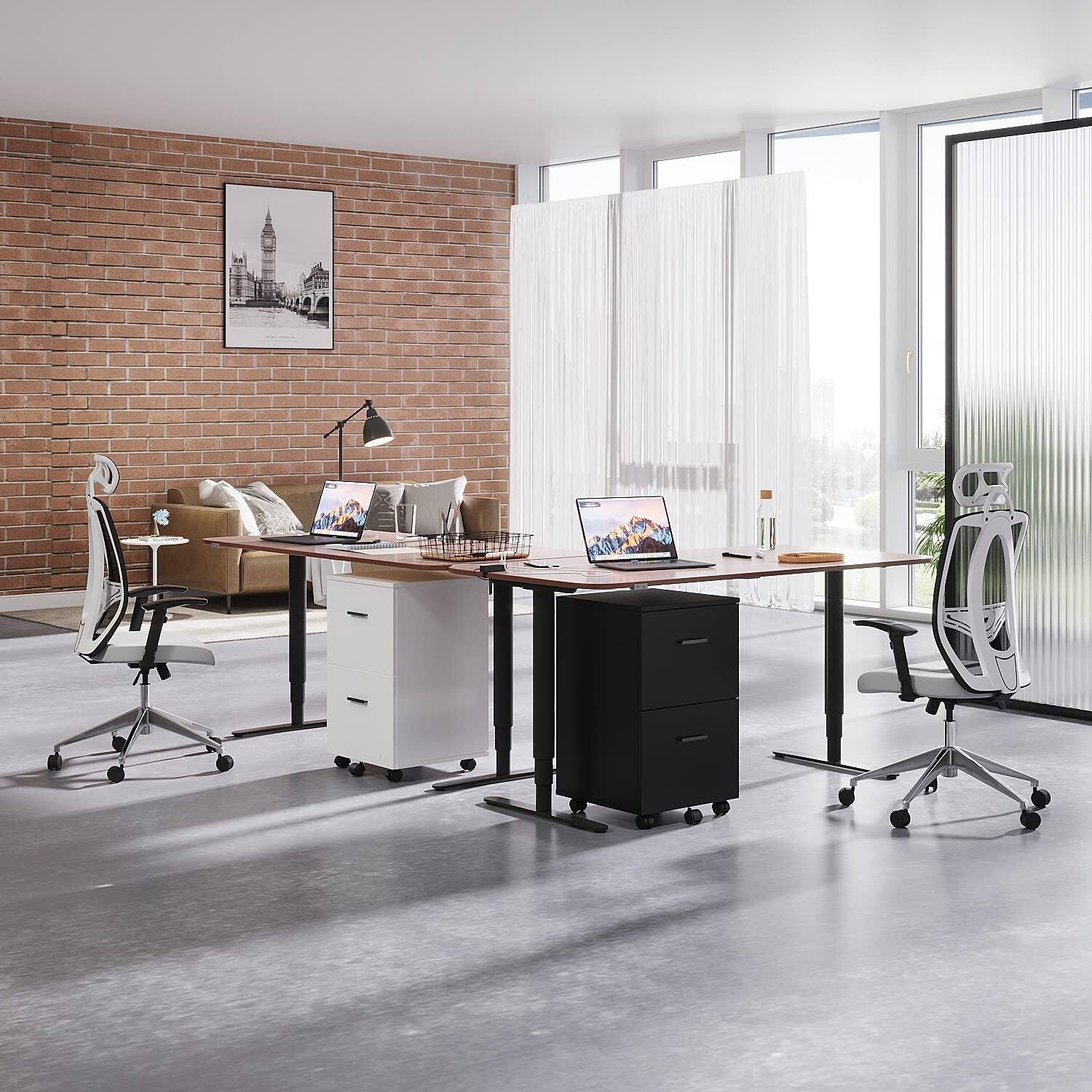 Alt View 5. Paradigms Interiors - 2 Drawer Mobile File Cabinet Wood Rolling Filing Printer Stand Under Desk Storage Organizer Fits Letter - White.