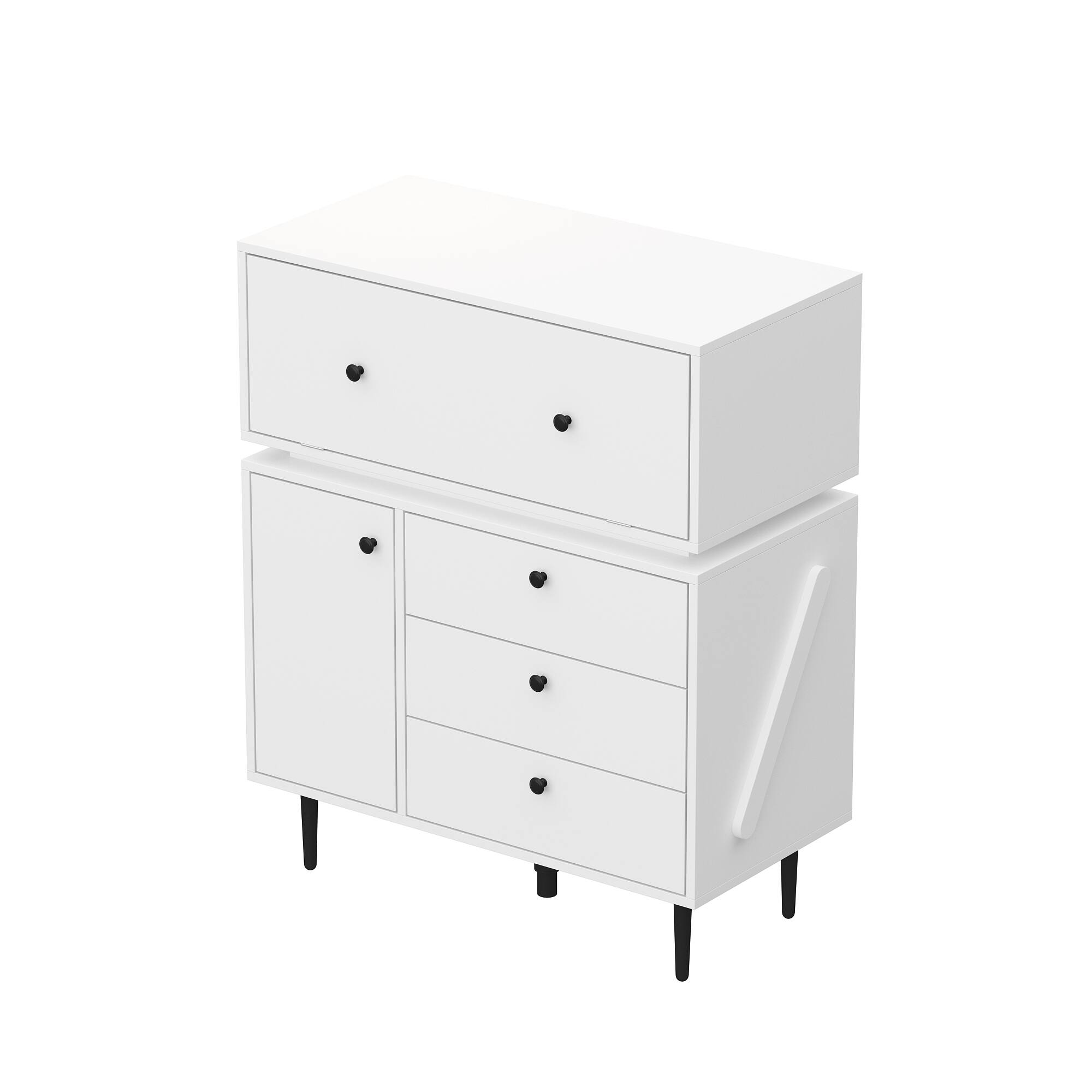Angle. FUFU & GAGA - FUFU&GAGA  Multi - Storage Nightstand: Press - Open & Robot - Chic Organizer - White.