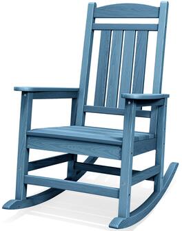 SERWALL - Rocking Chair Outdoor, Oversized HDPE Patio Rocking Chairs, All-Weather Rocking Chair for Adults, Multi Blue - Unique Blue
