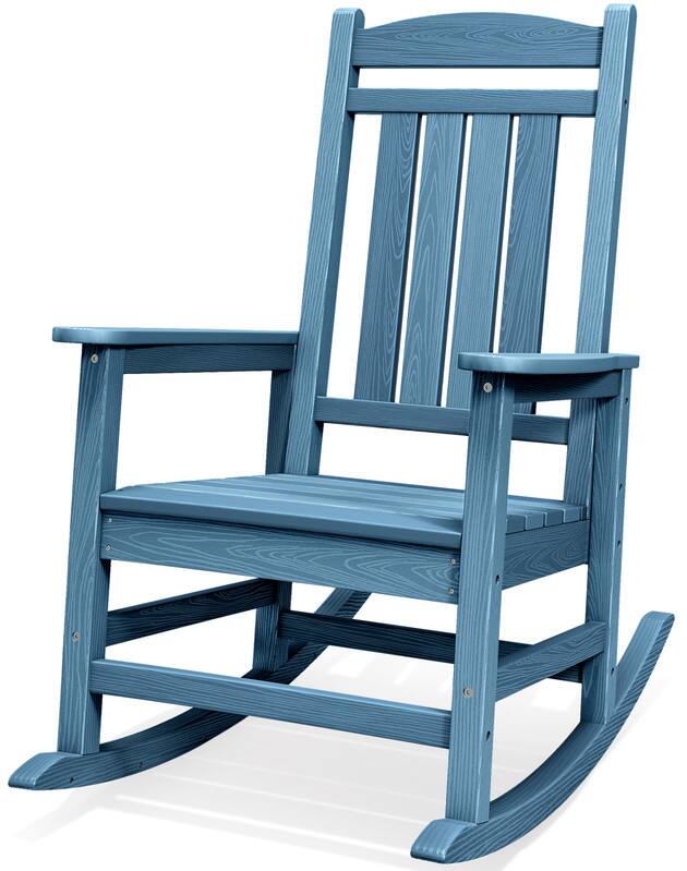 Front. SERWALL - SERWALL Rocking Chair Outdoor, Oversized HDPE Patio Rocking Chairs, All-Weather Rocking Chair for Adults, Multi Blue - Unique Blue.