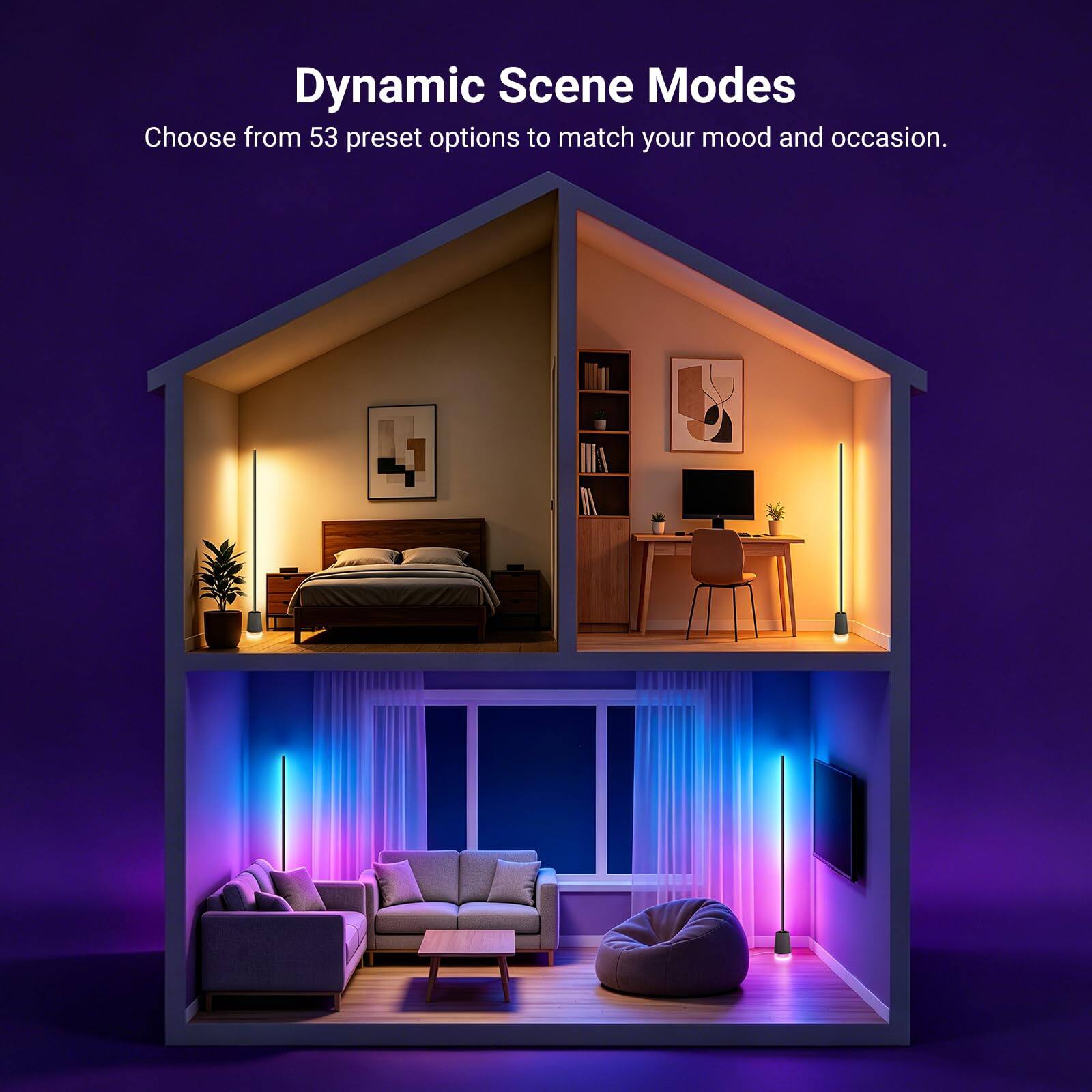 Dynamic Scene Modes  
Choose from 53 preset options to match your mood and occasion.