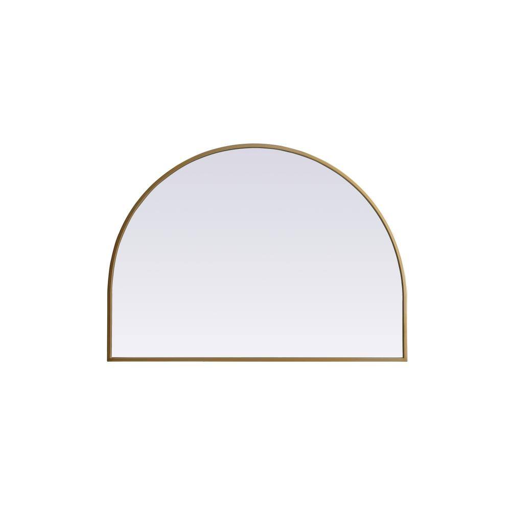 Alt View 5. Elegant Decor - Metal Frame Arch Mirror 33x24 Inch in Brass - Brass.