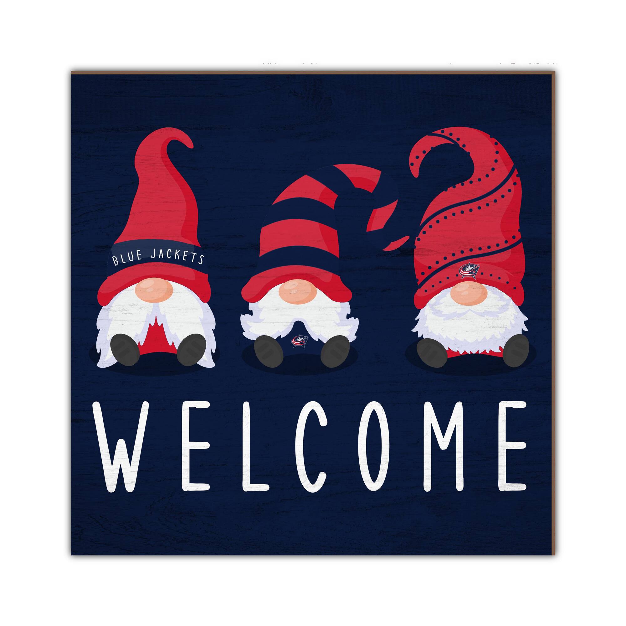 Columbus Blue Jackets 10'' x 10'' Welcome Gnomes Sign