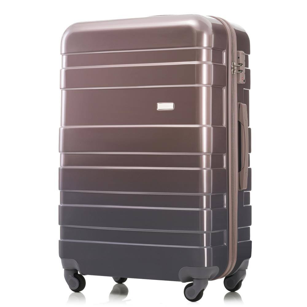 Angle. BreeBe - 3-Piece ABS Hardshell Luggage Set, Lightweight Durable Suitcases with Spinner Wheels & TSA Lock 20/24/28 - Golden.
