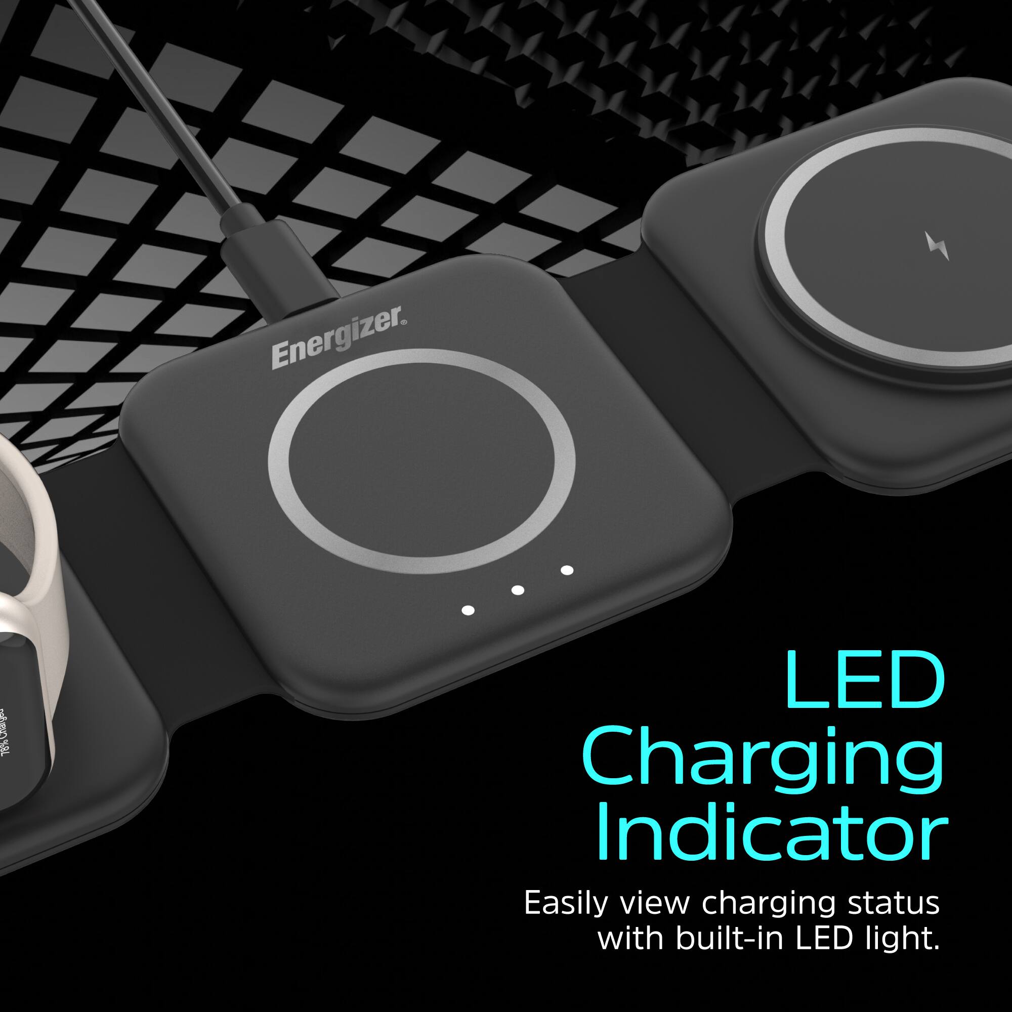 Energizer LED Charging Indicator: Easily view charging status with built-in LED light.