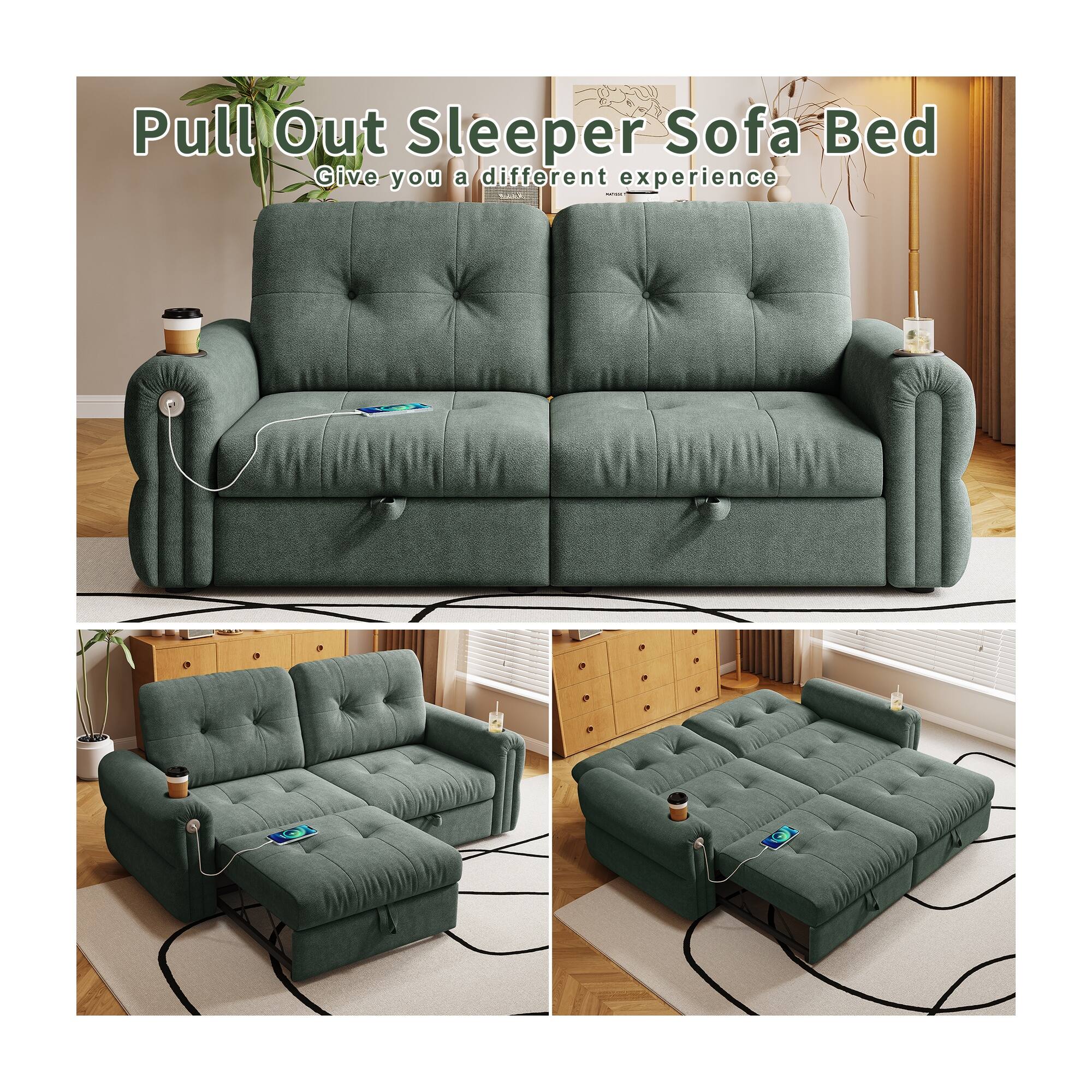 Pull Out Sleeper Sofa Bed  
Give you a different experience
