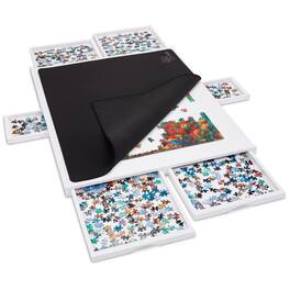 Jumbl - 1500-Piece Puzzle Board w/Cover | 27? x 35? Jigsaw Puzzle Table w/ 6 Removable Storage & Sorting Drawers - White