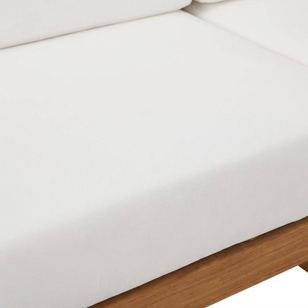 Alt View 1. Outdoor Escape - Outdoor Patio Teak Wood Sectional Sofa Set in Finish for Garden and Porch - White.