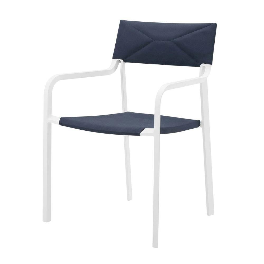 Front. Outdoor Escape - Stackable Aluminum Dining Armchair For Outdoor Patio Lounge - White.
