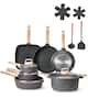 Front. VEVOR - 19 Piece Pots and Pans Set, Granite Nonstick Cookware Set, Induction Cookwares, Kitchen RV Cooking Sets with Frying - Black.
