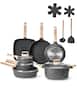VEVOR - 19 Piece Pots and Pans Set, Granite Nonstick Cookware Set, Induction Cookwares, Kitchen RV Cooking Sets with Frying - Black