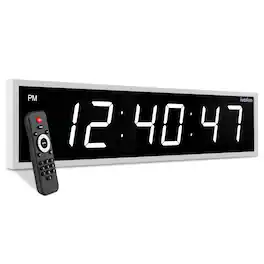 Ivation - Large Digital Clock, 36" Led Wall Clock with Stopwatch, Alarms, Timer, Temp & Remote - White