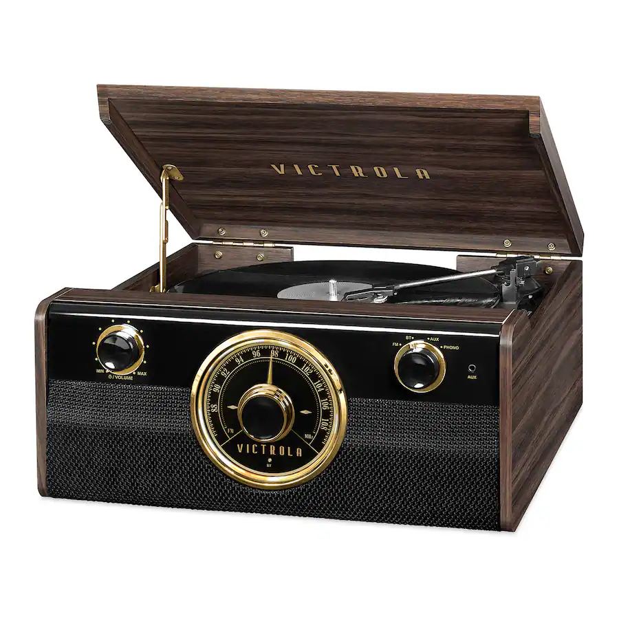 Victrola Wood Metropolitan Mid Century Modern Bluetooth Record Player ...