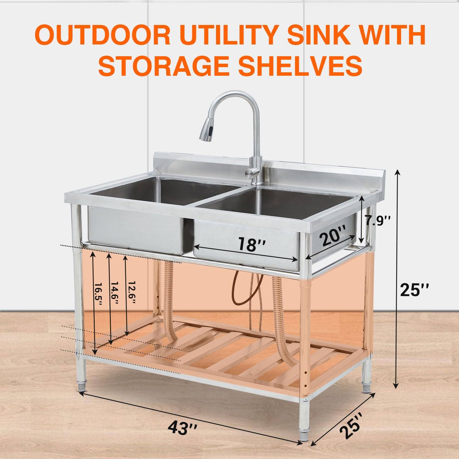 OUTDOOR UTILITY SINK WITH STORAGE SHELVES

16.5"  
14.6"  
12.6"  
18"  
7.9"  
20"  
25"  
43"  
25"