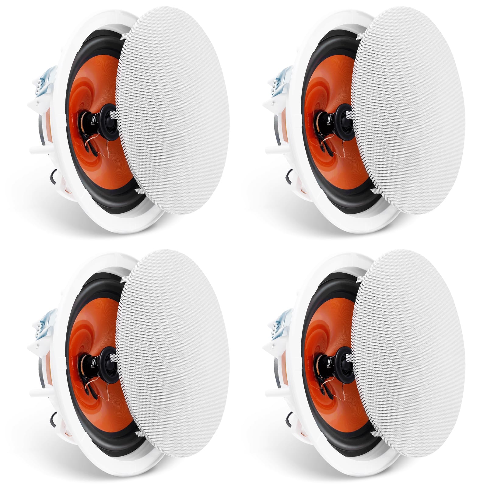 VEVOR - 4PCs 8In in Ceiling Speakers, 100-Watts, Flush Mount Ceiling & in-Wall Speakers System with 8ΩImpedance 89dB Sensitivity - White