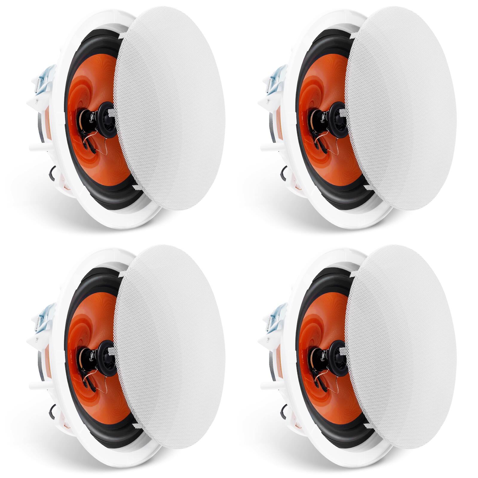 VEVOR - 4PCs 8In in Ceiling Speakers, 100-Watts, Flush Mount Ceiling & in-Wall Speakers System with 8ΩImpedance 89dB Sensitivity - White