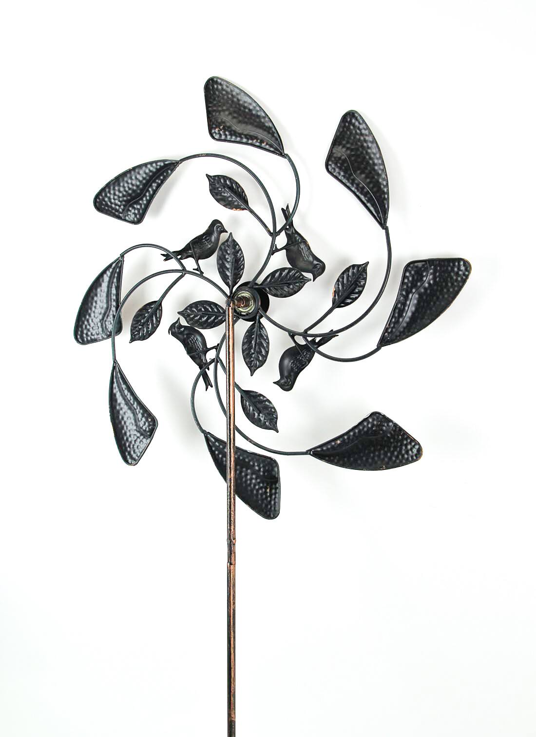 Alt View 2. Things2Die4 - Two Tone Copper and Silver Kinetic Wind Spinner Garden Stake Bird or Dragonfly - Bronze.