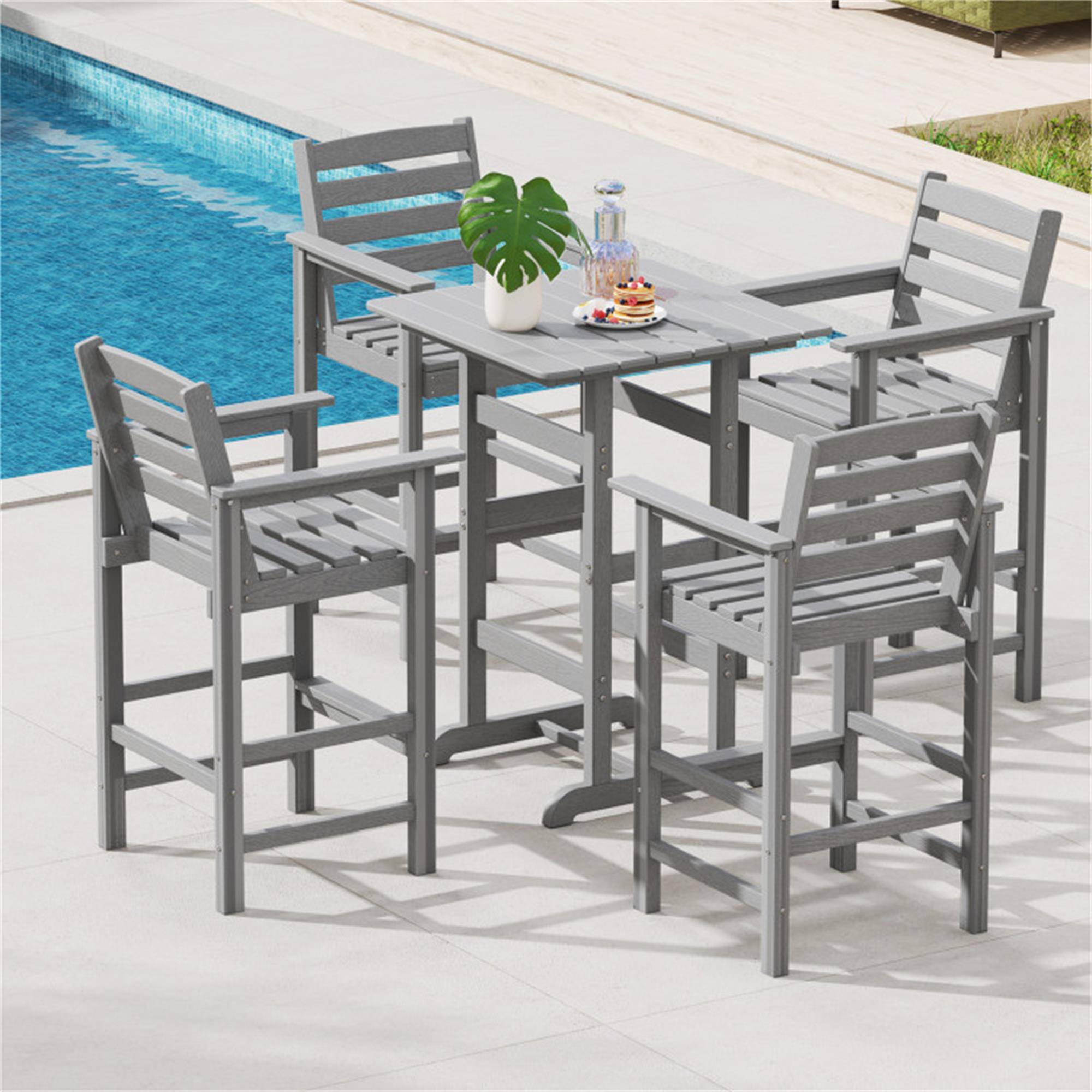 Alt View 1. Boyel Living - Gray 30 Inch Square Bar Table for Outdoor Patio Use - Gray.