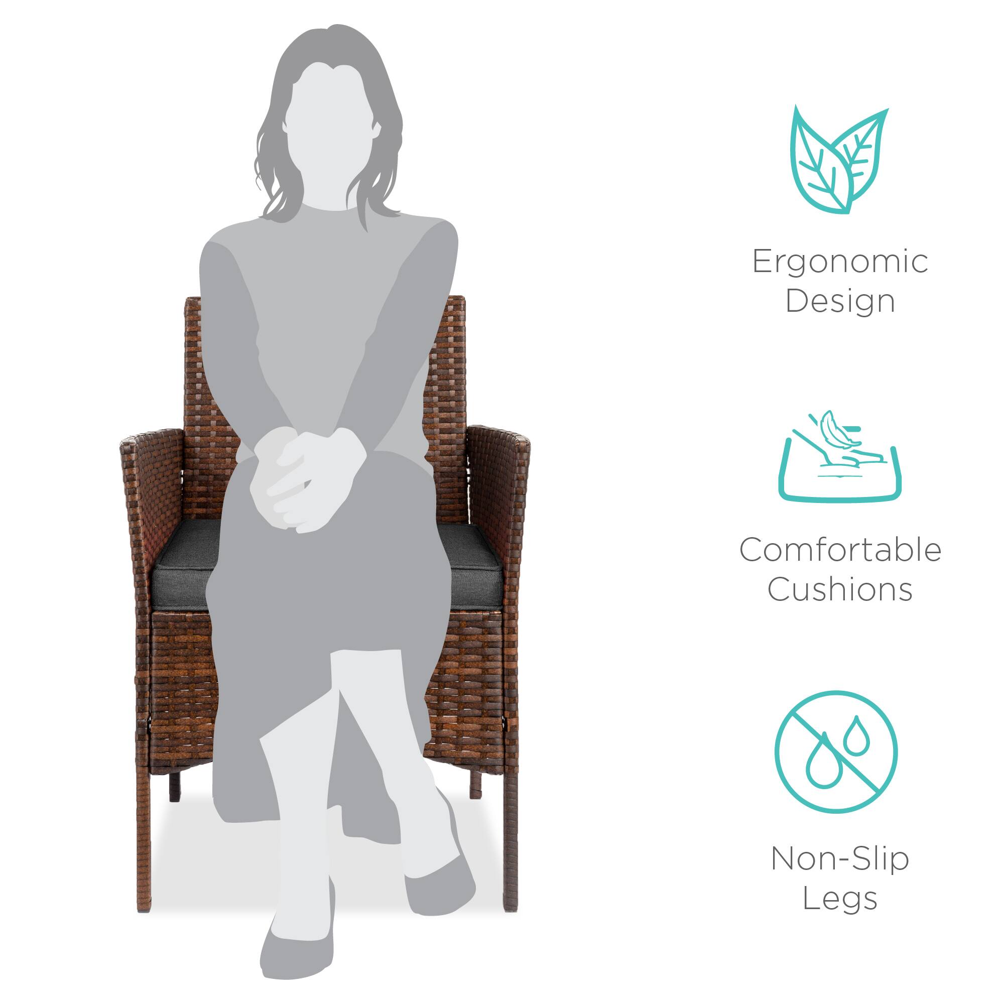 Ergonomic Design  
Comfortable Cushions  
Non-Slip Legs