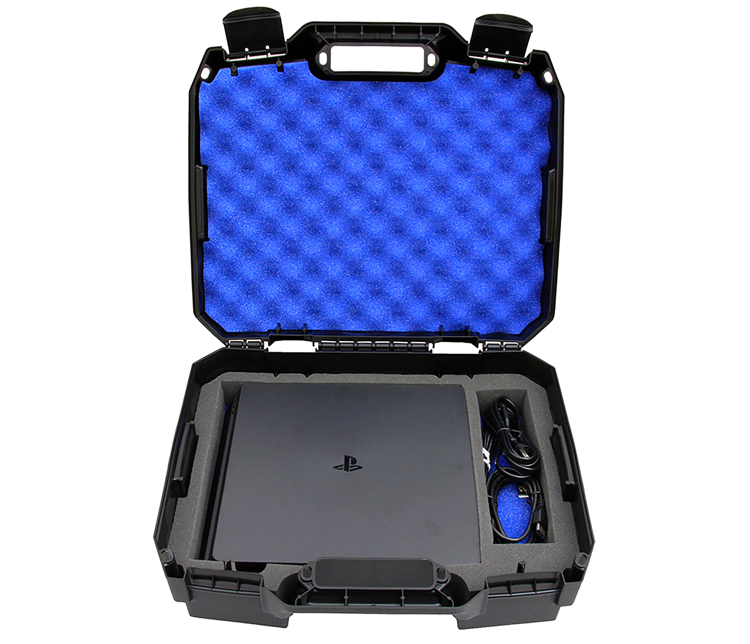 CASEMATIX - Hard Travel Case Compatible with PS4 Slim Console – Fits PlayStation 4 Slim 1TB, Controllers, Games & Cables - Black