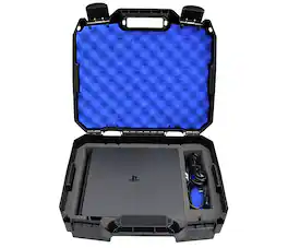 CASEMATIX - Hard Travel Case Compatible with PS4 Slim Console – Fits PlayStation 4 Slim 1TB, Controllers, Games & Cables - Black