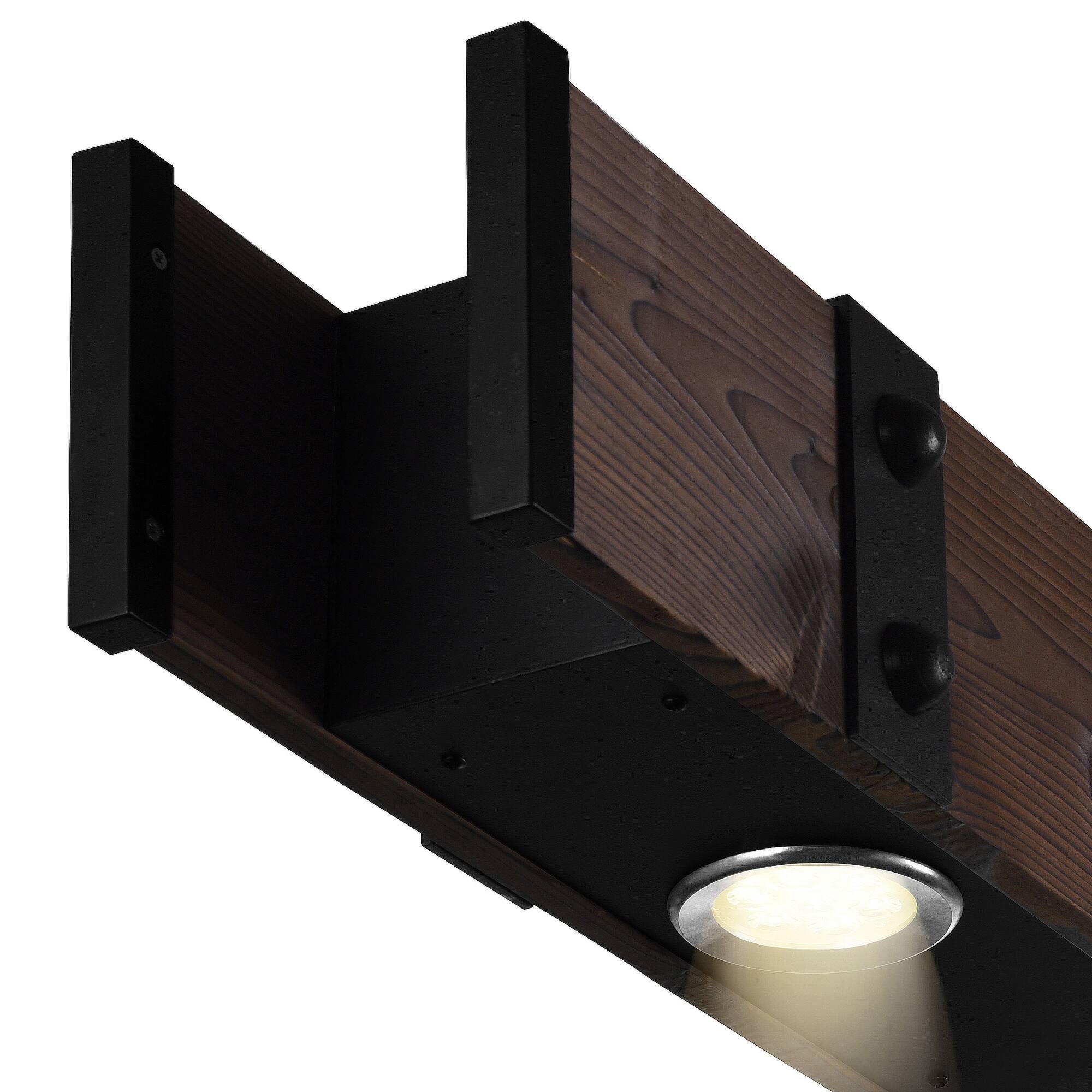 Back. CWI Lighting - Pago Drum Shade Island Light With Black & Wood Finish - Black.