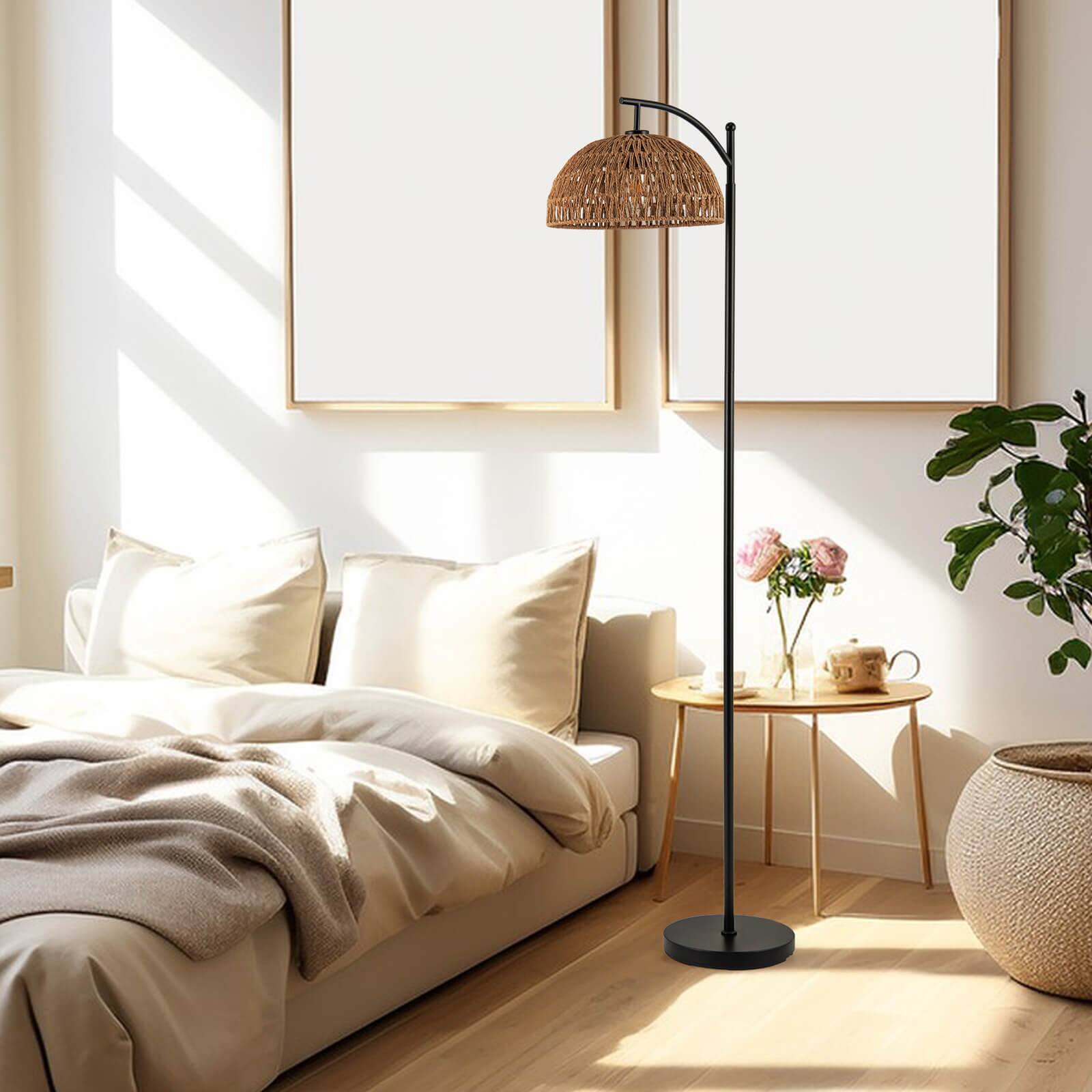 Alt View 1. Costway - Costway Arc Floor Lamp Modern Tall Standing Lamp with Hanging Lampshade Anti-tipping Base - Black.