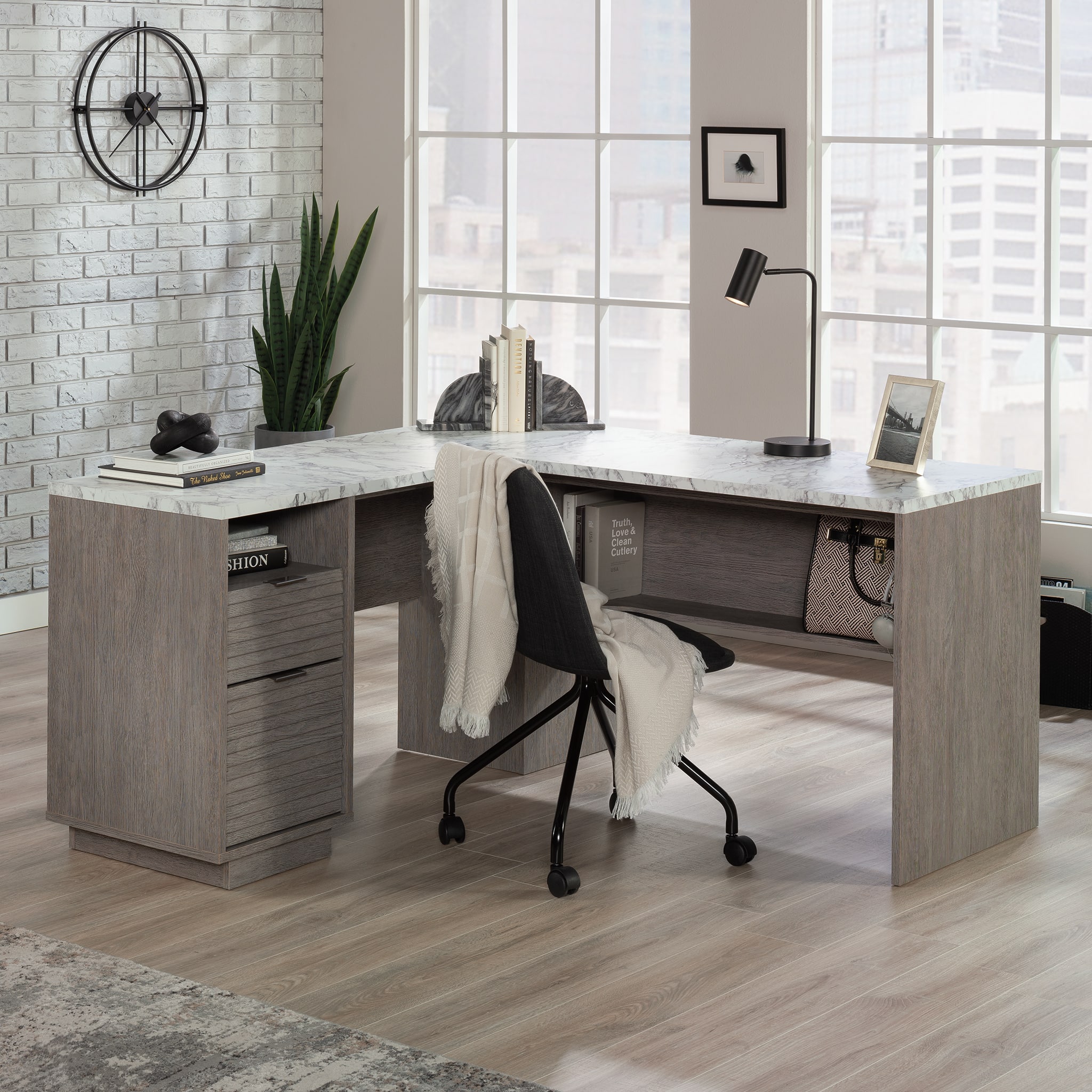 Sauder - East Rock L-Desk Ao A2 - Ashen Oak - Front_Zoom