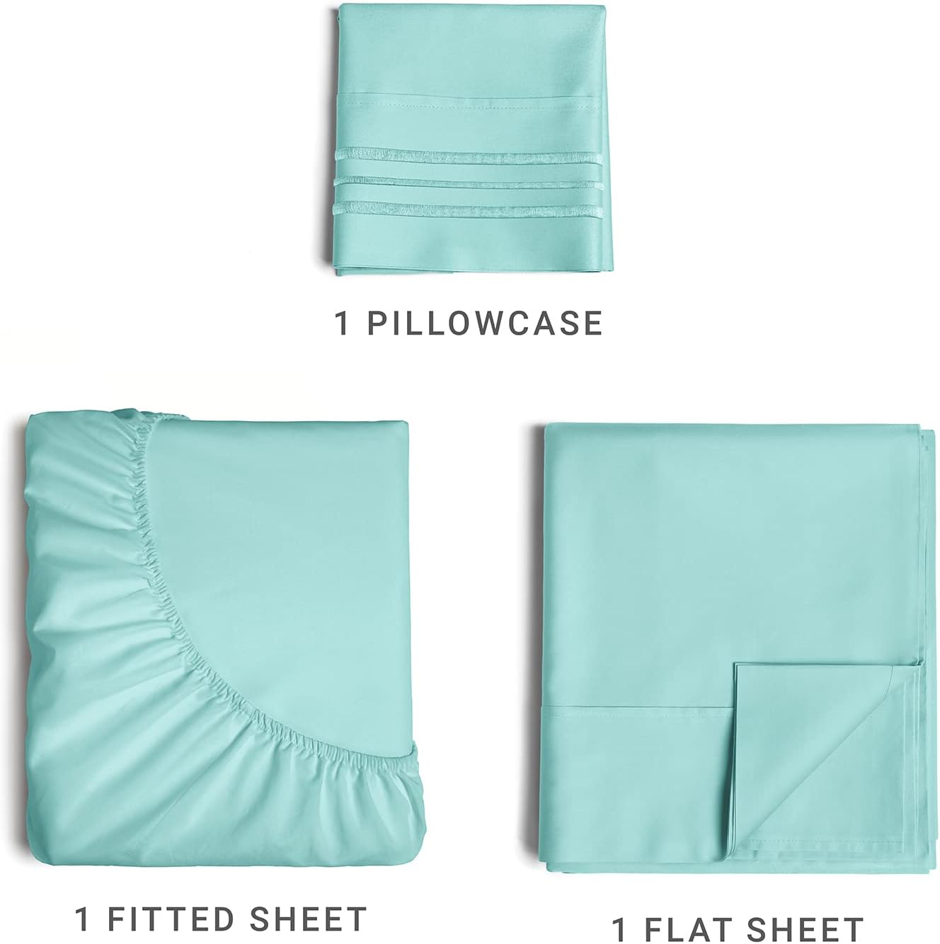 1 PILLOWCASE  
1 FITTED SHEET  
1 FLAT SHEET