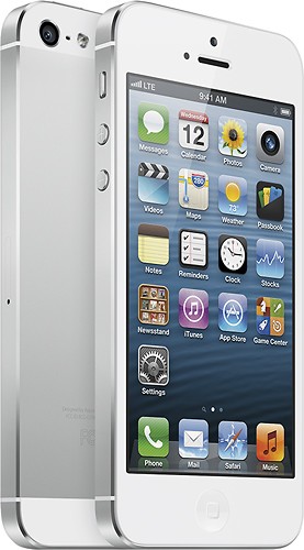  Apple® - iPhone® 5 with 16GB Memory Mobile Phone - White &amp; Silver (AT&amp;T)