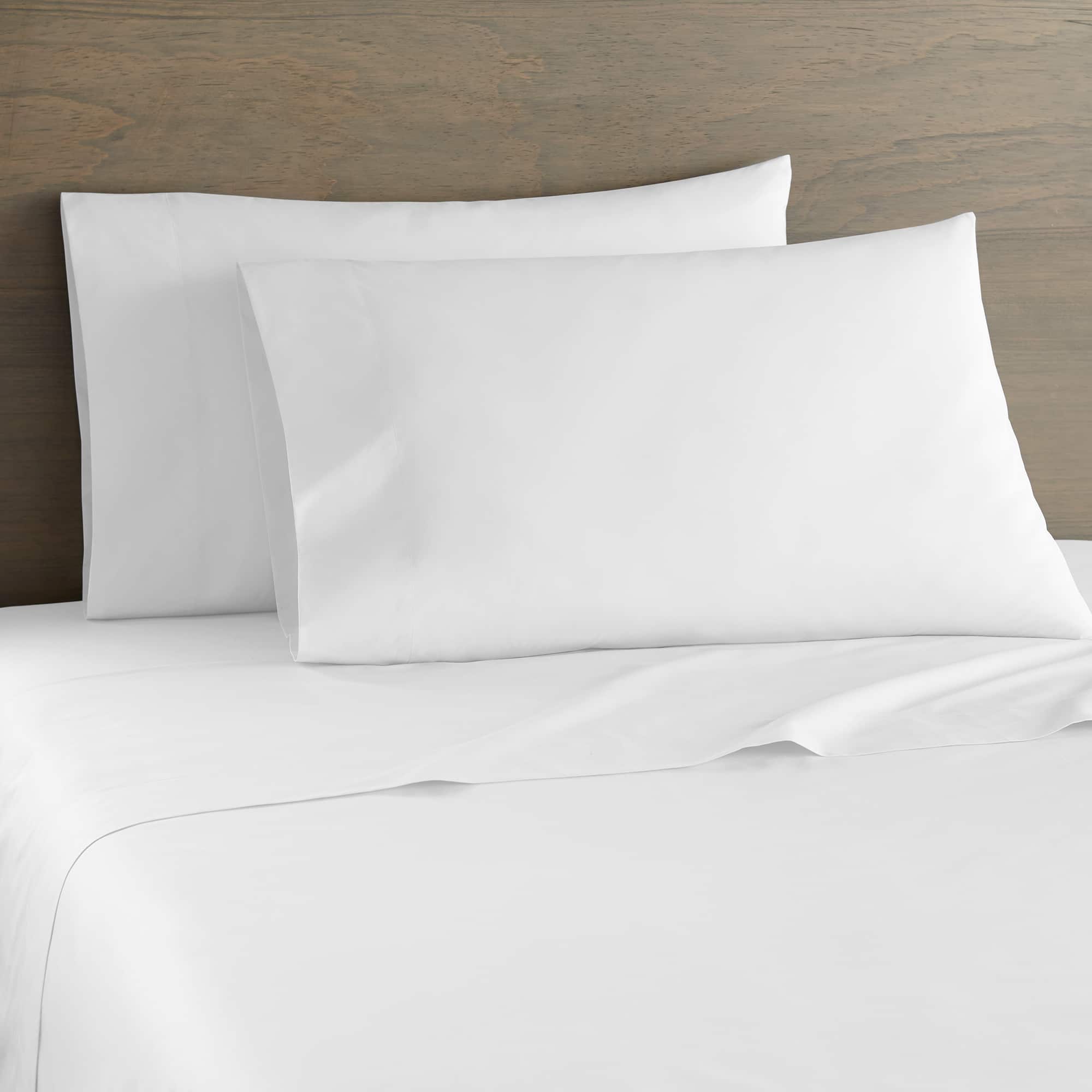 Shavel Home Products - 250 Thread Count Cotton Percale Sheet Set, Twin - Pure white