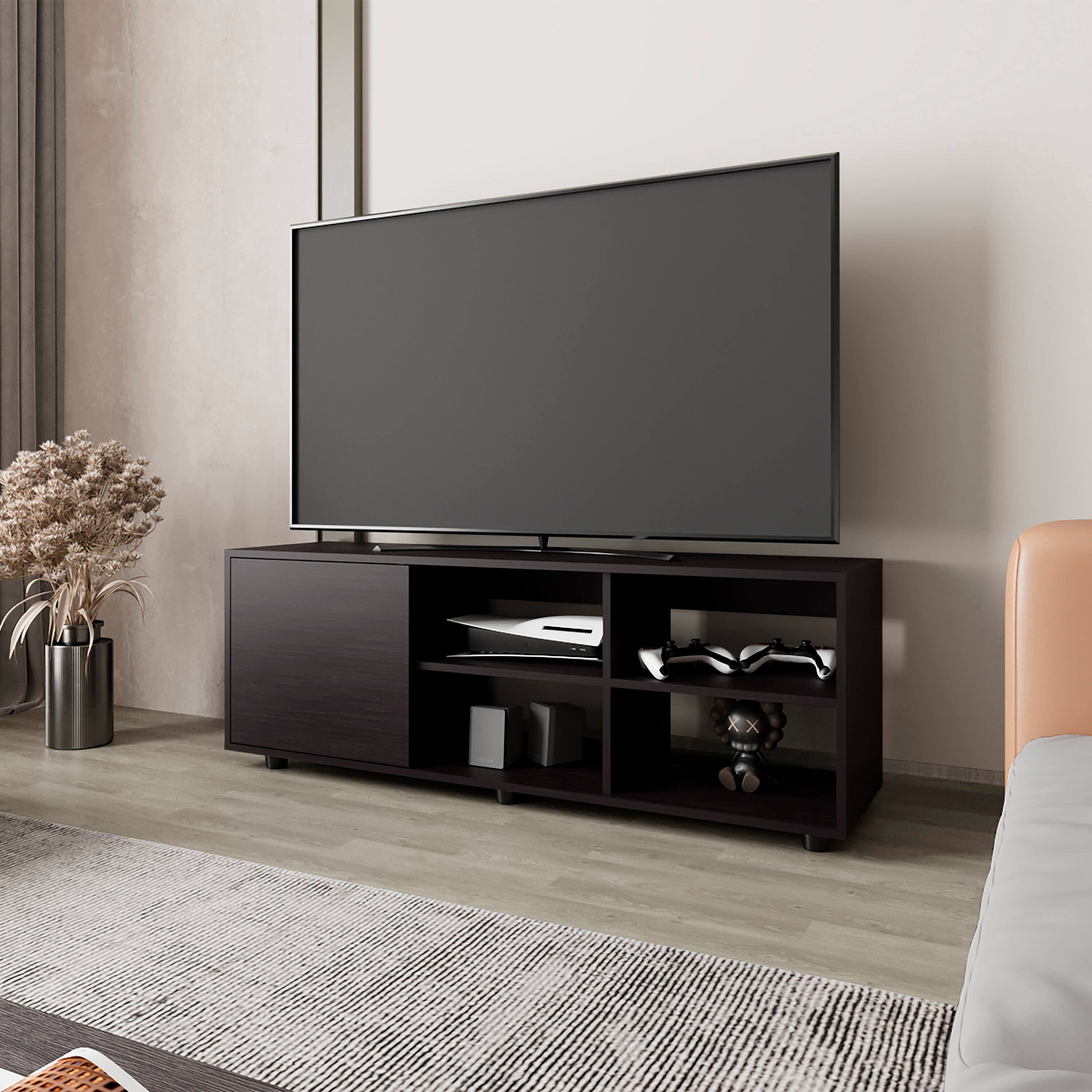 Alt View 1. Spaco - Spaco 51" TV Stand for TVs up to 50", Media Cabinet with Door, Open Storage, Scratch Resistant Surface, for Living Room - Wenge.