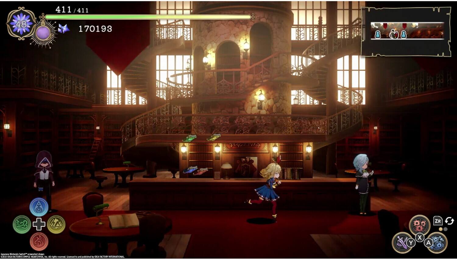 411/411  
48  
170193  

Japamene Mintendo Switch screenshot shown  
cntos DEA ACTORY/COMPLE HEART/WYDE TE Al Hights reserved.  
Licensed ta and poblinshed by OLA ATOR INTERNATIONAL