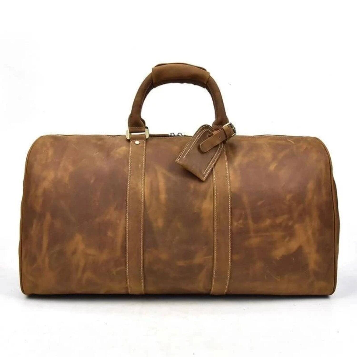 Front. Steel Horse Leather - The Bjarke Weekender | Handcrafted Leather Duffle Bag - Brown.