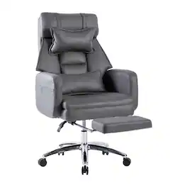 Spaco - Executive Office Chair with Tech Leather, High Back, Adjustable Lumbar Support, 155° Recline, for Home Office - DARK GREY