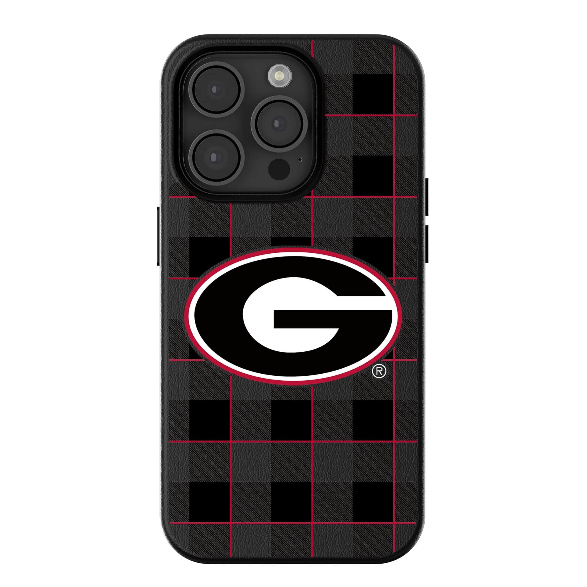 Keyscaper - NCAA - Georgia Bulldogs Plaid Magnetic Bump iPhone Case - 15 Pro - Black