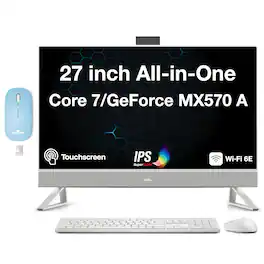 Dell - 27 All-in-One 27 FHD Display (Core 7 150U, 64GB, 4TB SSD, GeForce MX570 A, Win 11 Pro) w/Dockztorm Wireless Mouse - White