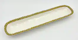 Jiallo - 13.75" Contemporary Gold Bead Cracker Tray – Modern Rectangular Serving Tray with Beaded Rim - White